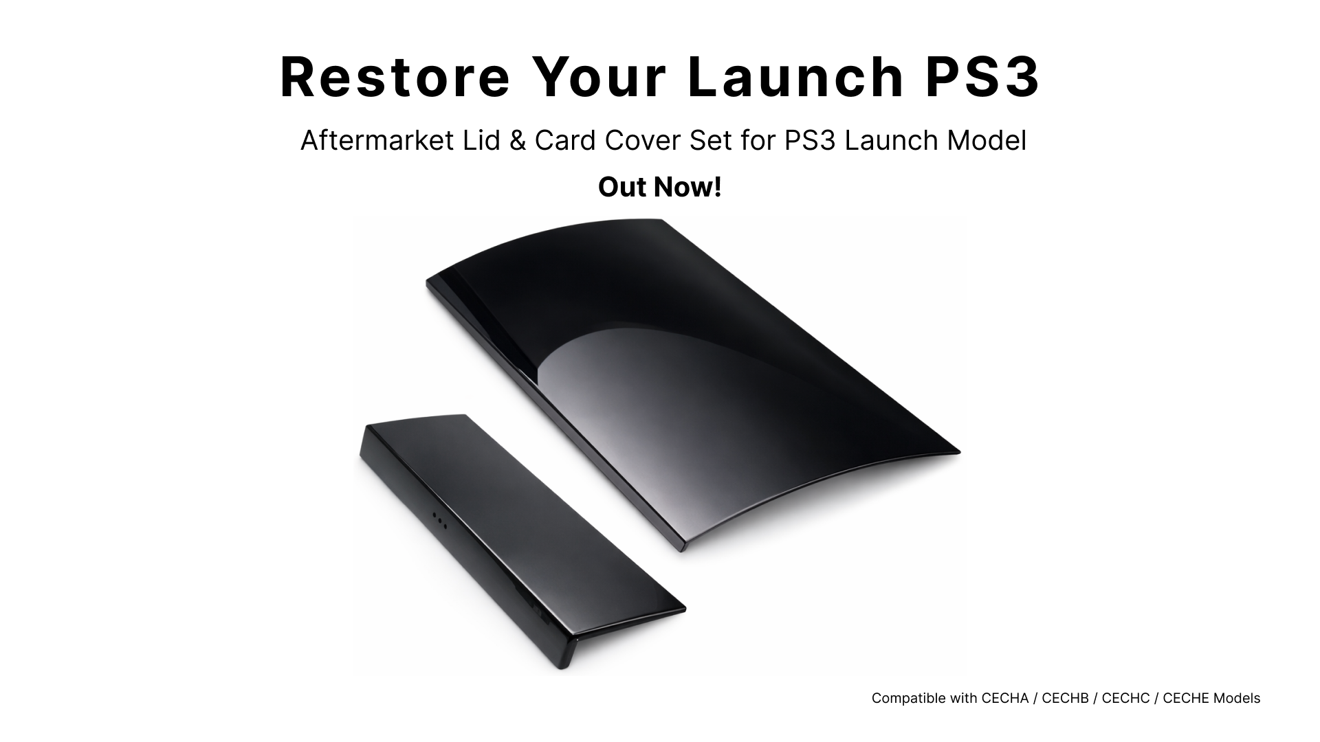 Black aftermarket lid and card reader cover set for PS3 launch model